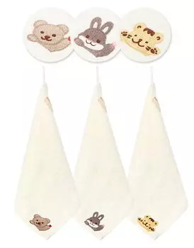 Набор из 3 петельных полотенец для рук со шнурками и именем животного для полотенец, бирок, дизайна, детского сада/яслей [Lelimo] (Животное 1)