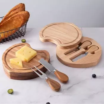 Набор из 3 предметов для сыра, деревянный вращающийся ящик для хранения Love, набор ножей для сыра, западная посуда, кухонные принадлежности, аксессуары для сыра