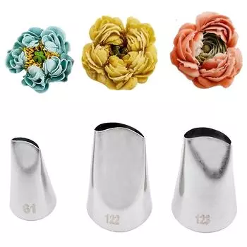 Набор из 3 предметов, набор насадок для украшения торта, русские насадки для кондитерских изделий, набор насадок для кондитерских изделий в виде роз, набор насадок для кондитерских изделий в виде глазури серебряный