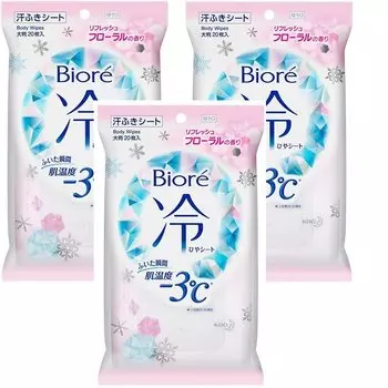 Набор из 3 простыней Biore Cold Sheets с освежающим цветочным ароматом, 20 листов