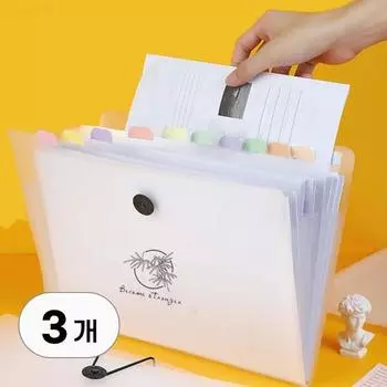 Набор из 3 прозрачных папок-регистраторов формата А4, папка-аккордеон, индексная папка, прозрачный держатель для файлов, книга-органайзер, карман для нот