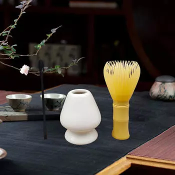 Набор из 3 японских венчиков для матча, традиционная ложка, чайная чаша, аксессуары для белый