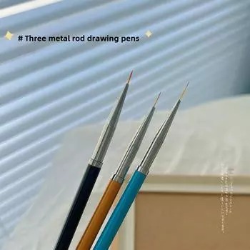 Набор из 3 ручек для дизайна ногтей: Металлические стержни, контурные и крючковые ручки для детального дизайна ногтей No. 16 (three metal rods)