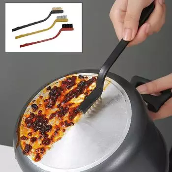 Набор из 3 щеток для кухонной плиты, металлическая щетка из волокна, мощная дезактивирующая кухонная щетка для чистки