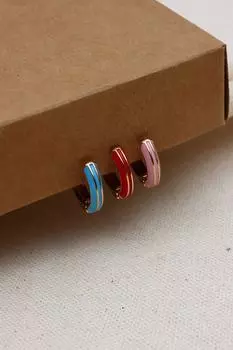 Набор из 3 серег-колец с цветной эмалью