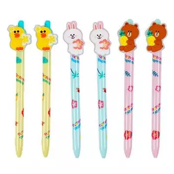 Набор из 3 шариковых ручек Line Friends с акриловым зажимом, Sally, Cony, Brown, 2 набора