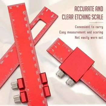 Набор из 3 шт. Т-линейка - Эргономичный алюминиевый карманный угольник с метрическими/дюймовыми измерениями и ползунками-упорами для точной деревообработки 3pcs