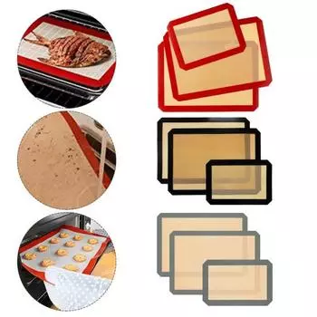 Набор из 3 силиконовых ковриков для выпечки с антипригарным покрытием, многоразовые коврики для выпечки красный