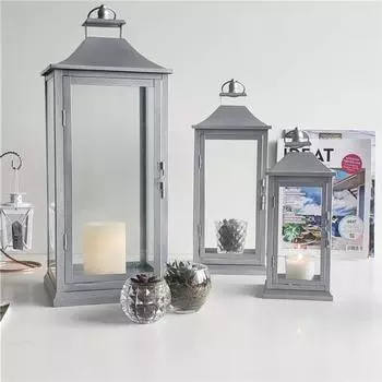 Набор из 3 светодиодных фонарей в виде свечи, серебряный фонарь, покрытие, квадратный светодиодный марокканский фонарь для помещений с металлическим полом 16*16*40cm белый