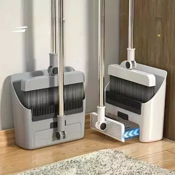 Набор из 3 в 1 метлы и совок для пола, метла с длинной ручкой, щетка для мытья пола, совок с зубьями-гребнями, бытовые инструменты для уборки пола белый