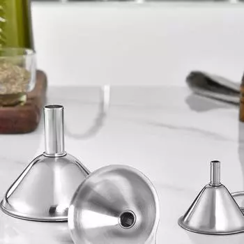 Набор из 3 воронок из нержавеющей стали, многоцелевая воронка, инструмент для сбора разлитого масла, вина, для переноса жидких, сухих ингредиентов, порошка CHINA