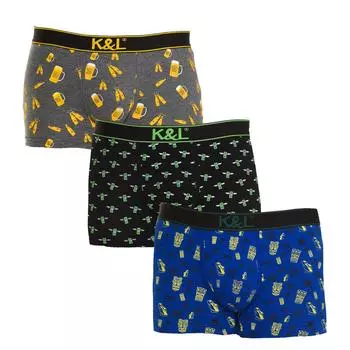 Pack-3 Боксеры из забавной дышащей ткани для мужчин KL3009 для мужчин S разноцветные