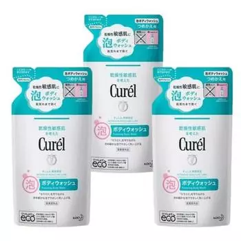 Набор из 3 запасных частей увлажняющей пены для мытья тела Kao Curel 380 мл x 3 запасных частей мыла для тела Curel с бонусом квази-лекарство