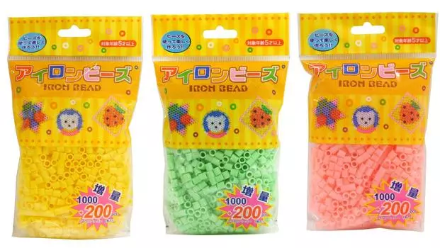 Набор из 3 железных бусин So Yu, желтый, бледно-розовый, желтый, зеленый, примерно 1200 бусин каждого цвета и цвета D