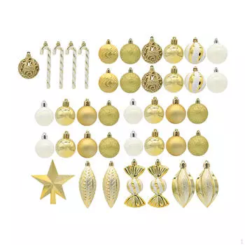 Набор из 40 рождественских шаров для украшения елки и праздников Gold