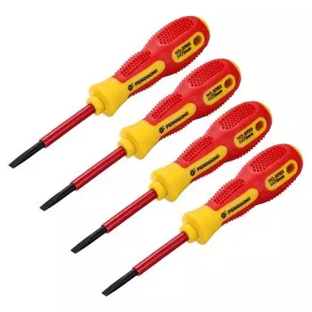 Набор из 4 1000 В изолированных шлицевых драйверов uxcell 5 мм x 75 мм с плоской головкой для электромонтажных работ CR-V