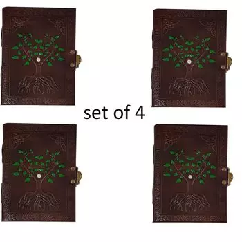 набор из 4 220 страниц, большой журнал размером 5 x 7 дюймов, расписанное вручную Древо жизни, кожаные страницы без подкладки, дневник, блокнот для мужчин и женщин, небольшой подарок для него и для нее 5 x 7 in