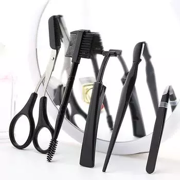 Набор из 4/5 кусачек для бровей, триммер для бровей, ножницы, расческа, бритва для удаления волос, пинцет, щеточка для ресниц, женский макияж 4Pcs