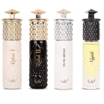Набор из 4 эфирных масел премиум-класса, Rahal I, Rahal II, Musk Abiyad & Najdi, свежий и успокаивающий аромат, стойкий шариковый ароматизатор Itra для мужчин и женщин, по 6 мл каждый set of 4