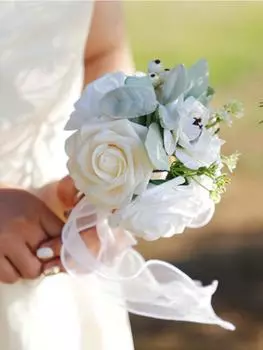 Набор из 4 букетов подружки невесты на свадьбу 24 см Букет искусственных цветов для свадебной вечеринки, церемонии, юбилея, обеденного стола шампанского