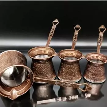 Набор из 4 чугунных кофейников с узором