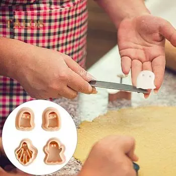 Набор из 4 формочек для печенья «Привидение на Хэллоуин», пищевые пластиковые, простые в использовании, чистые формы для печенья, для украшения торта 4pcs