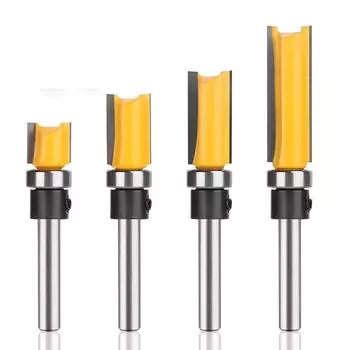 Набор из 4 фрез с верхним подшипником и хвостовиком 1/4 для заподлицо из карбида вольфрама