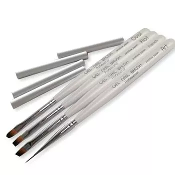 Набор из 4 гелевых кистей для ногтей, белая кисть для ногтей, кисть для ногтей, гелевая кисть с колпачком, принадлежности для ногтей, инструмент для дизайна ногтей, набор для самостоятельного наращивания ногтей (Белый, 4)