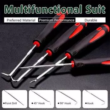 Набор из 4-х инструментов и крючков для автомобильных масляных уплотнений/уплотнительных колец, съемников, крюков, инструментов для чистки шин от камней и технического обслуживания автомобиля жёлтый