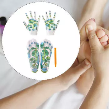 Набор из 4 инструментов для акупрессуры и рефлексологии, многоразовые носки для акупрессуры с точечной ручкой, спа для рук Short Socks