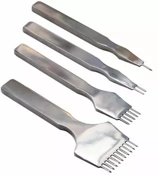 Набор из 4 инструментов для работы с кожей Active Island Diamond Cut из быстрорежущей стали A294 (5.0mm) серебряный