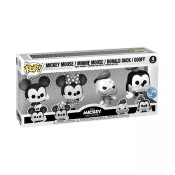 Набор из 4 классических монохромных фигурок друзей Микки Мауса Disney Funko и POP!