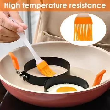 Набор из 4 колец для яиц с кисточкой для масла и сепаратором для яичного белка, нержавеющая сталь, круглое кольцо для приготовления яиц со складной ручкой и антипригарным покрытием