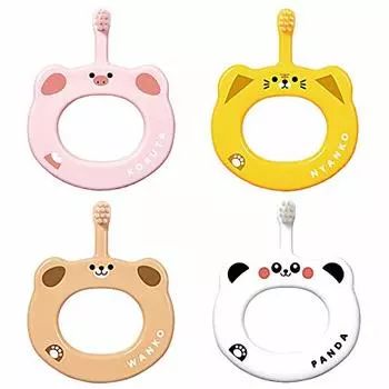 Набор из 4 колец для зубной щетки Ci Baby с рисунком животных (Свинья, Панда, Кошка, Собака)