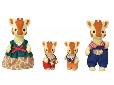 Набор из 4 коллекционных кукол Calico Critters High Branch Giraffe, семья, фигурки. оливковый