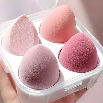 Набор из 4 косметических яиц Beauty Eggs Set Teardrop Slant Cut Powder Puff WetDry Cosmetic Sponge 9.5cm*9.5cm*6.5cm розовый