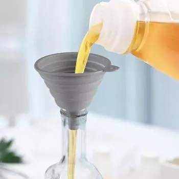 Набор из 4 кухонных воронок, складные силиконовые воронки для наполнения бутылок с водой, переноса жидкости, подвесная настенная воронка-органайзер серый