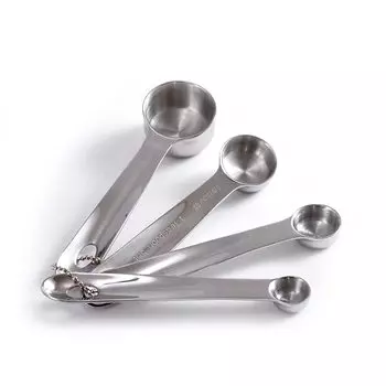 Набор из 4 мерных ложек из нержавеющей стали, круглые столовые ложки, чайная ложка, мерная ложка, ложка для приправ, кухонная утварь, мерные кухонные принадлежности, кухня
