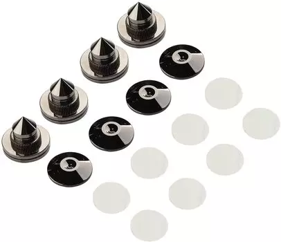 Набор из 4 металлических шипов-изоляторов для динамиков Flushbay, приемник с регулируемой высотой, изолятор для динамиков, улучшает качество звука (черный) чёрный