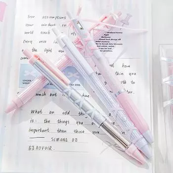 Набор из 4 мягких гелевых ручек Romantic Ballet 0,38 мм/0,5 мм, шариковая ручка, быстросохнущие черные чернила для письма в подарок