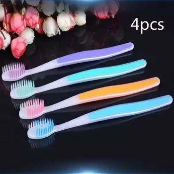 Набор из 4 мягких зубных щеток с ручкой для взрослых, мягкая чистка, здоровая зубная щетка для ухода за зубами