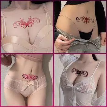 Набор из 4 наклеек для цветной татуировки на живот и талию Merry Lady