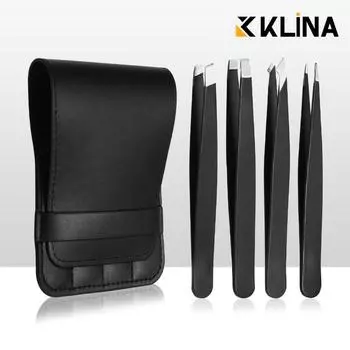 Набор из 4 пинцетов, профессиональные инструменты для макияжа, пинцеты из нержавеющей стали для бровей, для удаления волос на лице и вросших волос