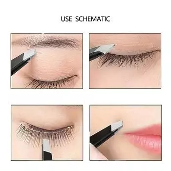 Набор из 4 пинцетов - профессиональные пинцеты из нержавеющей стали для бровей - отличная точность для удаления волос на лице, заноз и вросших волос чёрный