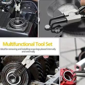 Набор из 4 плоскогубцев для стопорных колец 7 дюймов, набор плоскогубцев для стопорных колец с прямыми/изогнутыми губками для снятия колец, удерживания и снятия прокладок шлангов