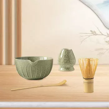 Набор из 4 предметов для матча, миска с носиком для чая Dark Green