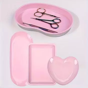 Набор из 4 предметов для студии дизайна ногтей, подносы из нержавеющей стали, органайзер для инструментов для маникюра и наращивания ресниц, держатель для тату-оборудования love