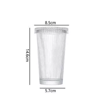 Набор из 4 прозрачных стаканов 380 мл для напитков, бытовые стаканы для сока, молока, чая, стаканы для кофе со льдом, бокал для коктейля в вертикальную полоску с крышкой, пивная кружка 4pcs