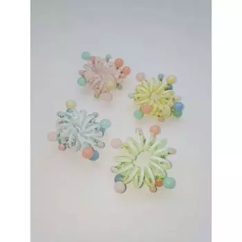 Набор из 4 разноцветных жемчужных резинок для волос в виде телефонного шнура «Звездное небо», свежий, милый и нежный для ежедневного использования женщинами