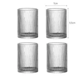 Набор из 4 шт. 250 мл/360 мл полосатая стеклянная чашка Ins Style, ледяная американская кофейная чашка, коктейльный бокал, стаканы для питья, кружки для сока и холодных напитков 4pcs